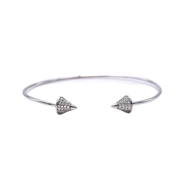 Fashion Design 3.39 Grams Silver Bangle Bangles with White Cubic Zirconia