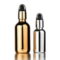 Empty 10ml 15ml 30ml 60ml Sliver Gold Plating Essential Oil Glass Dropper Bottle  with Gold Basket Cap