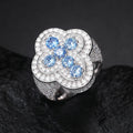 High Quality 18K Gold Plated Iced Out VVS Moissanite Diamond Pass Test Rapper Jewelry Blue CZ Cross Ring for Man