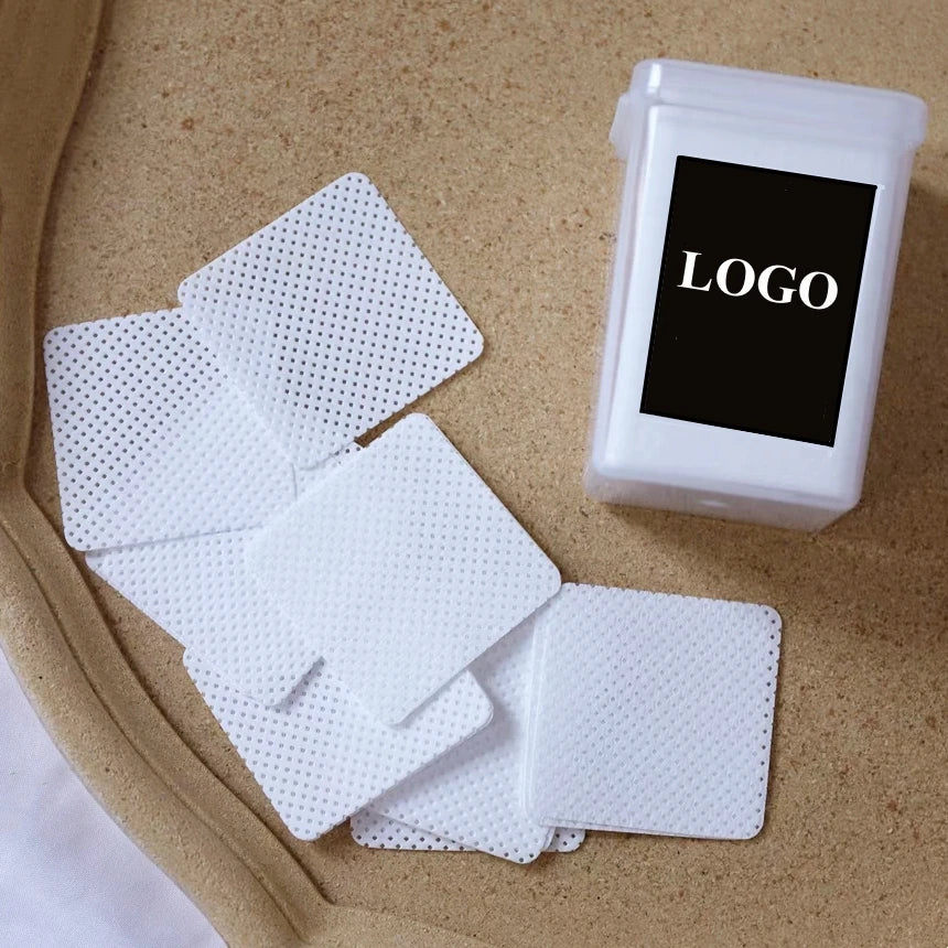 Custom Nail Polish Removal Napkins Nail Wipes Lint Free Lash Glue Clean Wipes Box Packing 200 Pcs