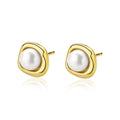 Classic Jewelry 925 Sterling Silver Gold Plated AAAAA Freshwater Fresh Water Pearl Stud Earrings for Women