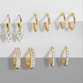 Fashion Modern Gold Zircon Small Hoop Earrings Set Huggie Wedding Earrings for Women