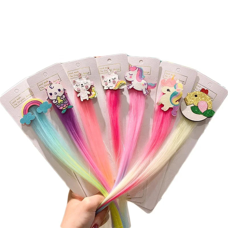 Girls Rainbow Cloud Unicorn Wig Hair Clips for Girls Hair Holder Kids Hairpins Barrettes Girls Hair Accessories unicorn Hairpins