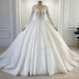 S0226G Drop Shipping 2025 New Hot -selling Bride Married Lace Long -sleeved Bride Wedding Dress