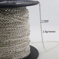 1.1mm Diamond Cut Cable Chain Roll 925 Silver Chain Cable Chains for Jewelry Making Kolye Women