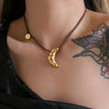 NEW VINTAGE GOTHIC EMBOSS MOON NECKLACE 2025 Dazan Summer New 18k Pvd Gold Plated Stainless Steel Women Jewelry COUPLE DAY GIFT