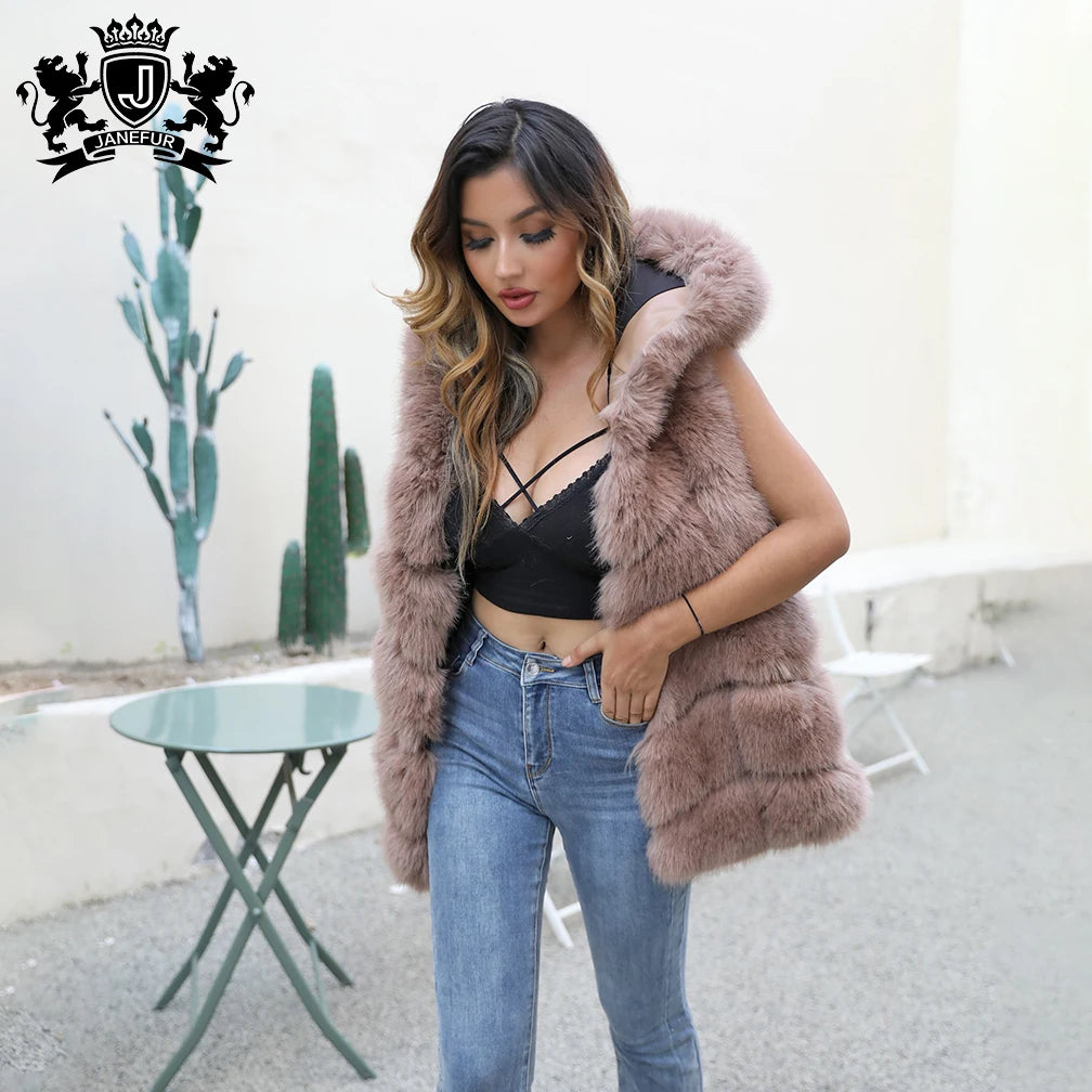 New Look Fashion Design Fake Fur Waistcoat Winter Women Fake Fur Vest Sustainable Faux Fur Gilet