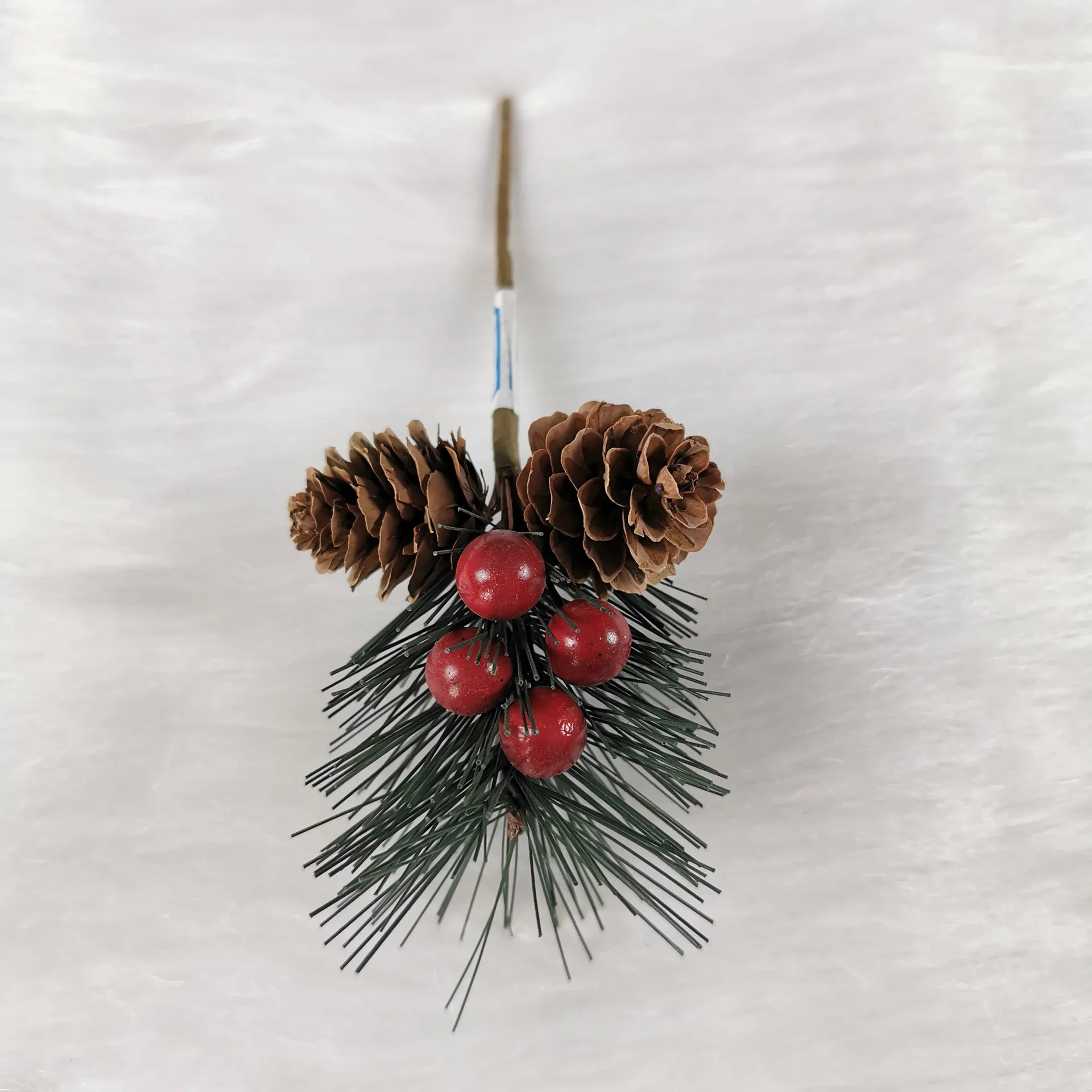 E Wholesale Navidad Red Berry Branches Snow Pine Spray Artificial Christmas Tree Floral Spray Picks for Christmas Decoration