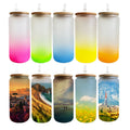 USA Warehouse Free Shipping  16oz 20oz Gradient Ombre Color Colorful Blank Sublimation Sublimation Glass Can for Hot Printing
