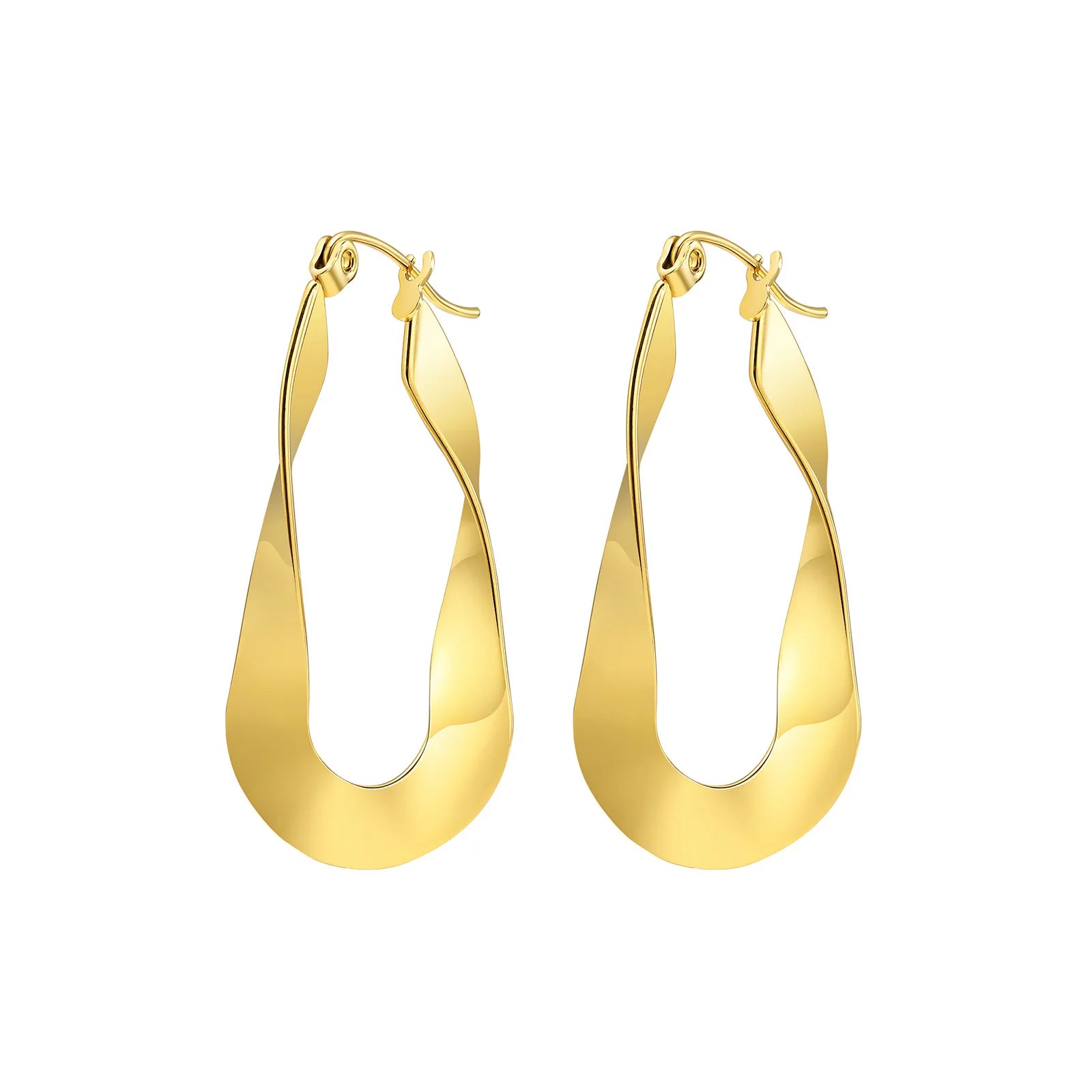 Pendientes De Moda Al Por Mayor Hypoallergenic Surgical Stainless Steel 18k Gold Plated Mobius Strip Earrings
