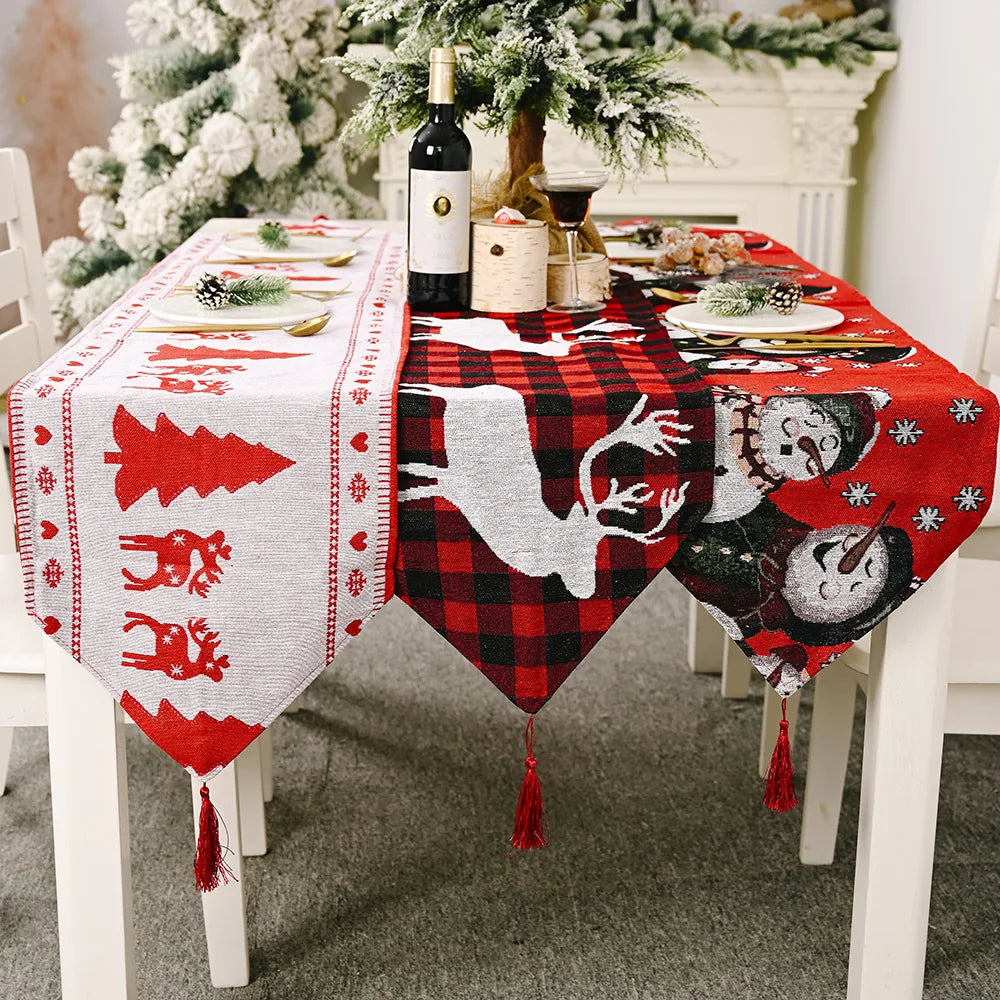 Wholesale Factory Modern Christmas Placemat Electric Embroidered Knitted Fabric Creative Snowman Elk Xmas Decorations