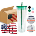 Portable Transparent 16oz 24oz Double Walled Acrylic Insulated Clear Plastic Tumblers Bling Sequins Glitter Travel Cups Tumblers