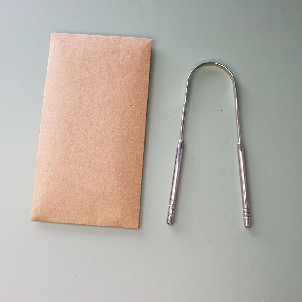 Stainless Steel Tongue Scraper Cleaner Custom Logo Copper Plate Rose Gold Tongue Scraper for Remove Bad Breath