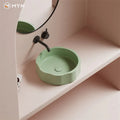 Wholesale Trend Modern Design Flower Shape  Matte Green  Color Solid Surface Artificial Stone  Bathroom Basin