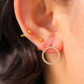VIANRLA Stainless Steel Round CZ Anti Tarnish  Earrings No Fading Prevent Oxidation Prevent Allergies Simple Earring