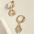 Fine Jewelry 14/18K Gold Plated Vermeil 925 Sterling Silver Customized Sea Shell Charm Huggie Hoop Earring for Women and Girls