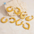 SUMMLY18K Gold Plated Stainless Steel Earrings Vintage Trend Simple C-Thread Textured Fashion Jewelry Manufacturer