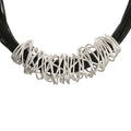 Unique New Geometric Multi Circles Bib Necklace Black Rope CORD Chunky Women Statement Necklace