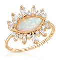 Gemnel Wholesale 925 Silver Gold Vermeil Diamond Natural Opal Cz starburst Band Ring Women