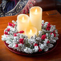 Hot Selling Simulated Plush Candle Stand Mini Holiday Desktop Ornament Winter Christmas Wreath