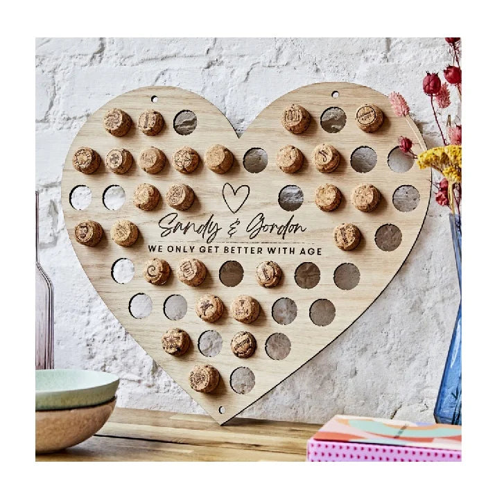 Best Seller Wall Art Perfect Wedding Couples Gift Wooden Heart Shape Cork Collector