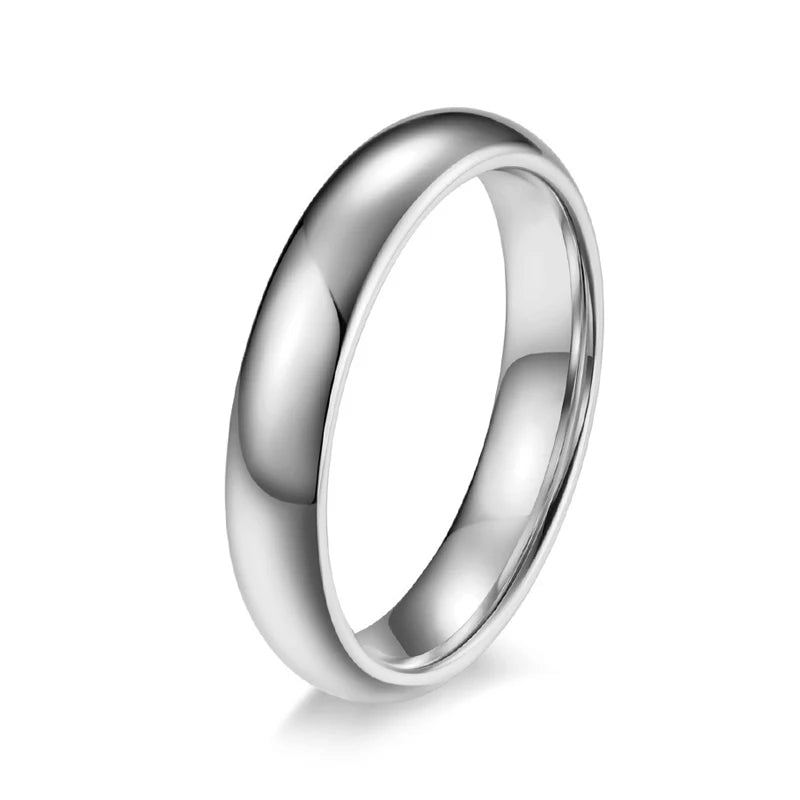 Women's Classic Silver 4mm Tungsten Carbide Wedding Band Ring Anillos Tungsteno