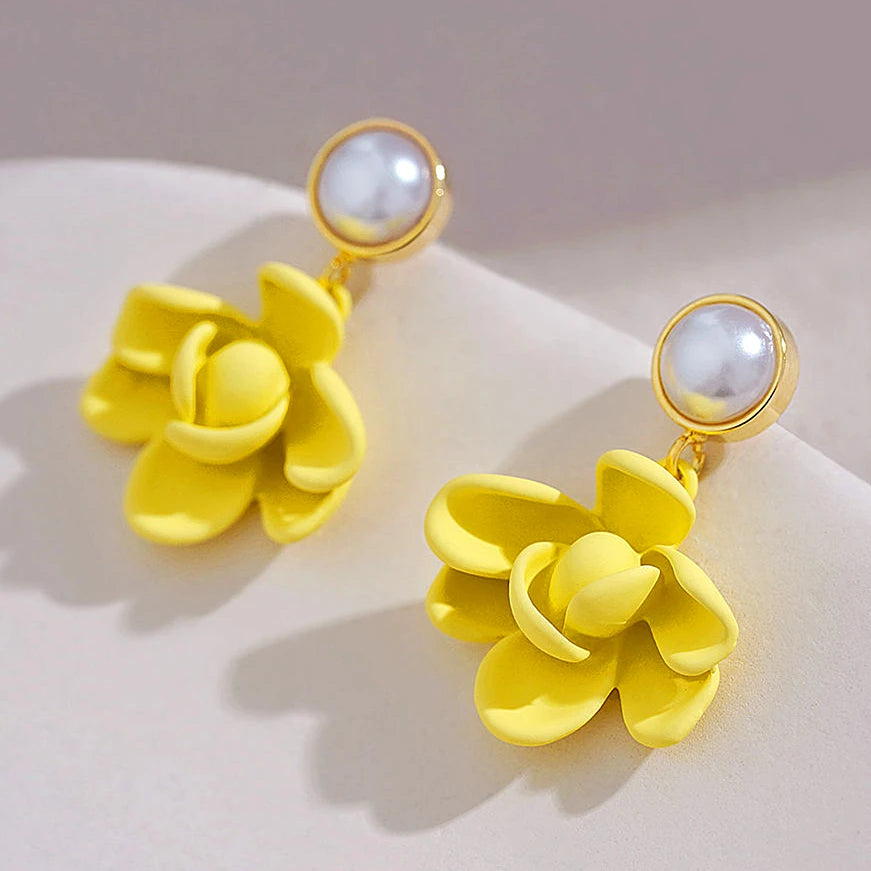 Big Sale Spring Summer Flower Earrings Accessories No Ear Hole Earrings Unique Multicolor Gardenia Earrings Gifts for Women