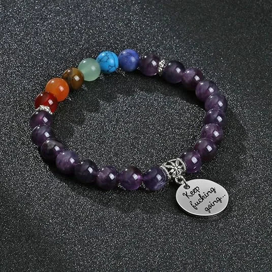 NFC Bible Natural Gemstone Amethyst Beaded Bracelet with NXP NTAG216 Chip Classic Style Anti-sweat Corrosion Coating for Women