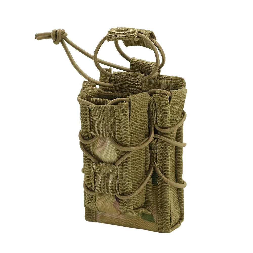 Tactical Nylon Molle Double Decker Magazine Pouch 9MM Single Mag Carrier Holster Vest for Outdoor Hunting