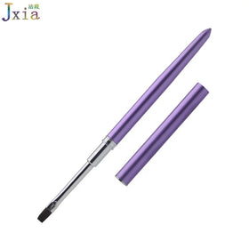 Purple Metal Handle Diamond Logo Dark Brown Nylon Hair Flat Nail Brushes for Poly Gel Nails