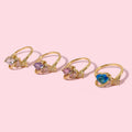 Irregular Hollow Opening Heart Rings for Women Gold Color Geometric Colorful Shiny Zircon Crystal Ring