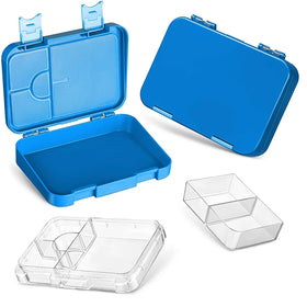 Children's Leak-Proof Take-Away Picnic 4 & 6 Compartment Bento Food Grade Kids Lunch Box with Divisions for Picnics & School