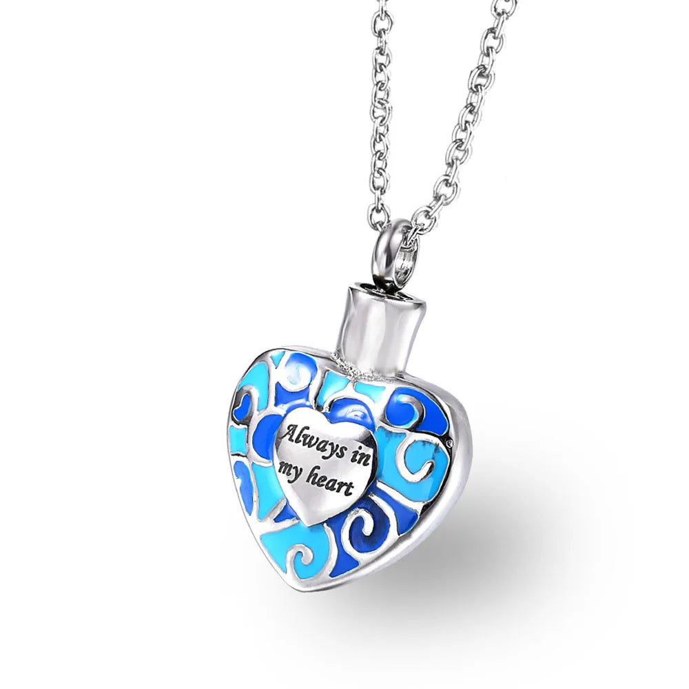 Classical Fashion Heart Design Ash Urn Pendant Jewelry 316 Stainless Steel Cremation Fine Necklace for Always in My Heart