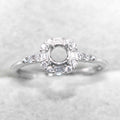 Sterling Silver 4*4mm Semi Mount Ring Empty Frame Blank Support Claw Setting S925 Base Holder Without Center Stone for DIY Inlay