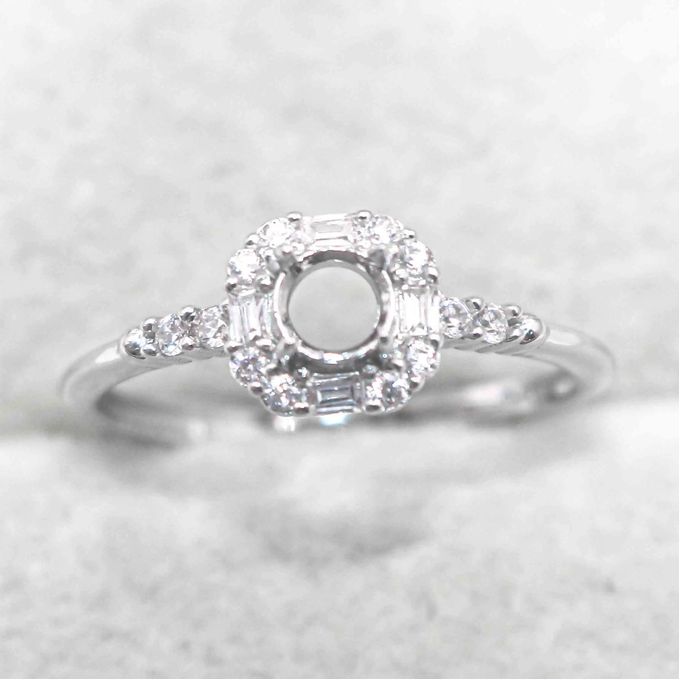 Sterling Silver 4*4mm Semi Mount Ring Empty Frame Blank Support Claw Setting S925 Base Holder Without Center Stone for DIY Inlay