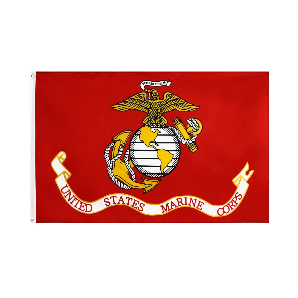 3x5 Foot US Marines Corps Flag Polyester Digital Printed EN-71 Certified with Brass Grommets Stocked Ready to Ship