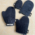 Custom Color logo Dual Sided Super Soft Deluxe Velvet Tanning Mitt With Thumb Self Tanning Mitt