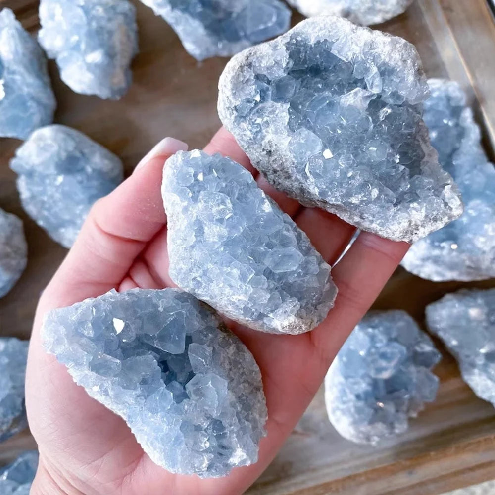 Wholesale Natural Crystal Celestite Clusters Ornaments Raw Stone Specimen Crystal for Home Decor