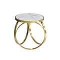 Factory Directly China Supplier Gold Round Metal Coffee Side Table with Tempered Glass for Living Room Hotel Furniture