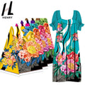 Henry Big Flower Design Color Blocking Polyester Print High Quality Islander Style Fabric for Dresses