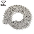 Top Icy Hip Hop Jewelry 14mm Two Rows Diamonds Cuban Necklace Gold Plated Austrian Rhinestone Iced Out Delicate Chain