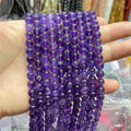 Wholesale 4 6 8 10 12mm Natural Stone Beads Amethyst Clear Quartz Rose Quartz Citrine Loose Beads for Bracelet Jewelry Diy
