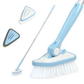 2-in-1 Shower Scrubber Brush with Long Handle & Stiff Bristle Scouring Pad Aluminium Alloy Easy to Change & Wash