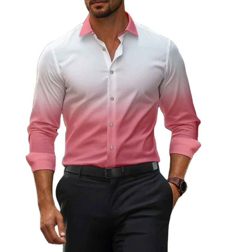 Top-Notch Men's Floral Printed Slim Fit Button-Up Work Shirt Formal Oversized Design for Wedding Parties Spring Use Anti-Wrinkle