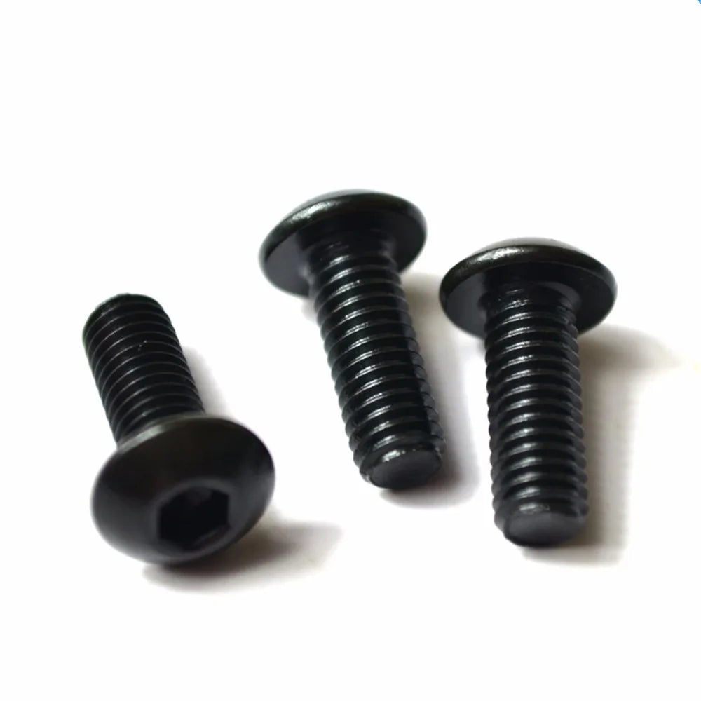 M4 Black 10.9 Button Dome Head Screw round Head Bolts Mushroom Head Bolt 200PCS 6/8/10/12/16/20/25/30mm Steel Material