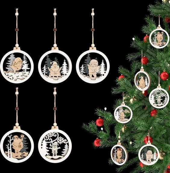 DIY Christmas Ornament Painting Kit Toddler Wood Toys DIY Colouring Kit for Christmas Decoration Ornament