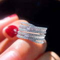 CAOSHI Cubic Zircon Ring Eternity Wedding Bands Engagement Jewelry 925 Silver Plating Tennis Muti Layer Rings for Women