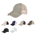 Distressed Denim Low Profile Trucker Baseball Cap for Men Breathable Oxford Fabric Custom Washed Cotton Mesh Sport Hat