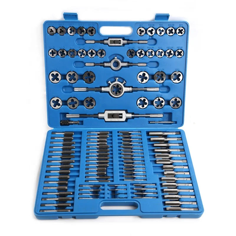 SOLUDE 110pcs Alloy Steel Metric & SAE Tap and Die Set Thread Cutting Tool with Case Metric Hss Tap & Die Set
