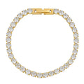 INS Luxury Stainless Steel 18K Gold Plated Full Paved Diamond Zircon Bracelet Titanium Steel PVD Claw 4mm Zircon Chain Bracelet